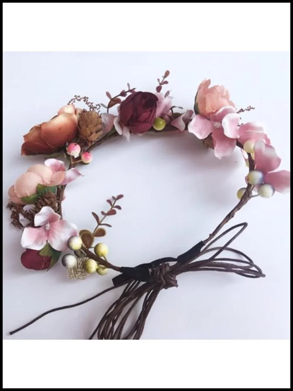 Handmade Fabric Flower Crown Woodland Elf Headband for Women Wedding Halloween